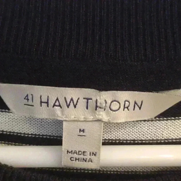 41 Hawthorn long sleeve‎ white black stripe modal/silk sweater women's medium - Picture 4 of 5